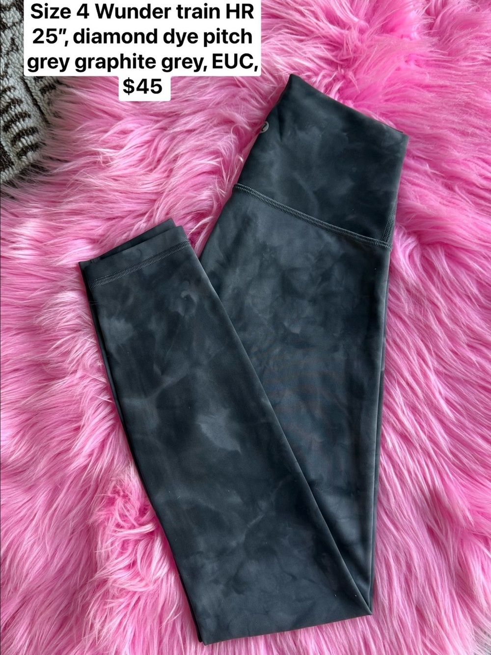 Lululemon size 4 Wunder train HR 25” diamond dye pitch grey like new